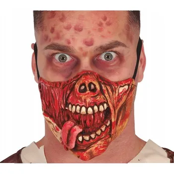 Karnevalová maska LATEKSOVÁ MASKA NA POLOVINU OBLIČEJE ZOMBIE KRVAVÁ TVÁŘ HALLOWEEN