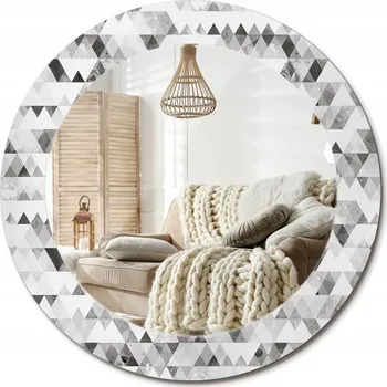 Zrcadlo Dekorativní kulaté zrcadlo s potiskem do koupelny, pokoje - Trojúhelníky, průměr 60 cm