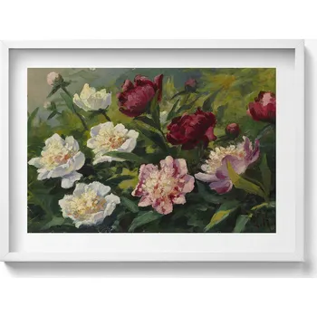 Obraz Závěsný obraz na zeď dekorace do bytu Malované krásné květiny 70x50 cm