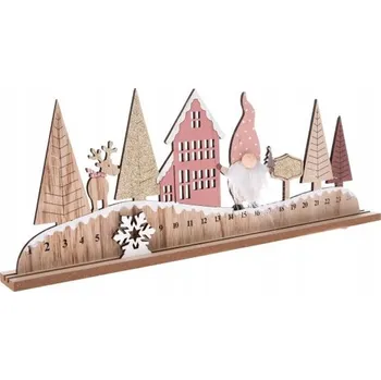 Vánoční dekorace Dakls KAT22098 adventní kalendář skřítek 17.5 cm dřevo