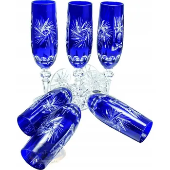 Sklenice Kobaltově modré křišťálové skleničky na šampaňské 170 ml