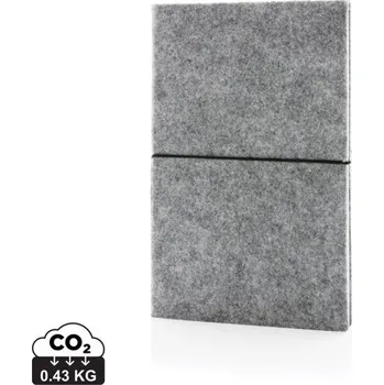 Blok Zápisník A5 s měkkou vazbou z GRS recyklované plsti - Šedá, Firemní dárkové předměty s vlastním potiskem