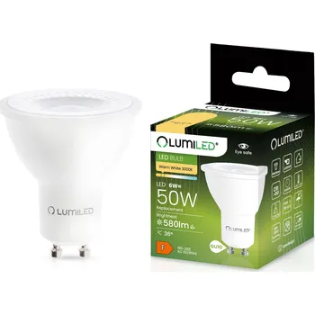 Žárovka LED žárovka GU10 6W 580lm Teplá bílá 36° Nebliká Energeticky úsporná