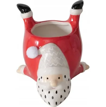 Květináč KERAMICKÝ OBAL NA KVĚTINÁČ VÁNOČNÍ S MOTIVEM MIKULÁŠE, výška 10,5 cm