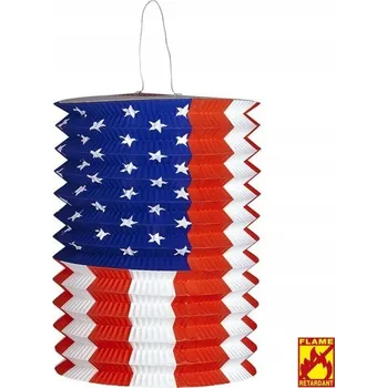 Party dekorace LAMPION TUBA AMERICKÁ VLAJKA USA 16X28 CM