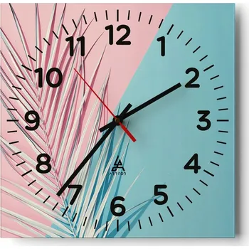 Hodiny Nástěnné hodiny do obýváku 40x40 Palmový list Tiché hodiny na skle Bezhlučné