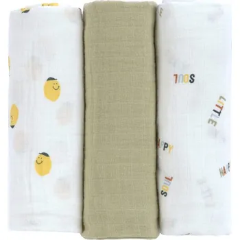 Dětský batoh Swaddle Burp blanket 85x85 Happy Fruits lemon