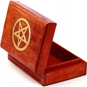 Obraz Dekorativní krabička z mangového dřeva s pentagramem o průměru 17,5 cm