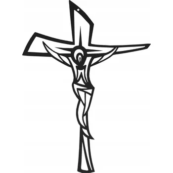 Obraz Kovový kříž na zeď JEŽÍŠ 500 závěsný černý 15095