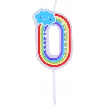 Dortová svíčka Duhová svíčka na narozeninový na dort číslice "0"