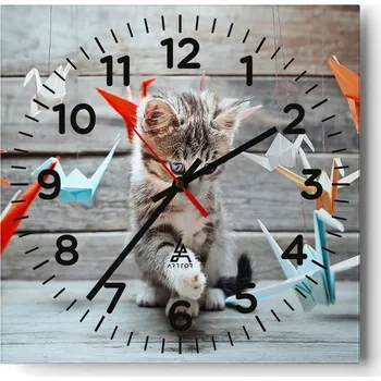 Hodiny Nástěnné hodiny do obýváku 40x40 Zvířata Bezhluczne Skleněné hodiny Tiché