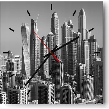 Hodiny Velké nástěnné hodiny 40x40 Architektura Skleněné hodiny Tiché