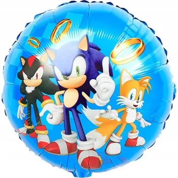 Balónek Fóliový Balónek Kulatý Sonic s Motivem Zlatých Prstenů