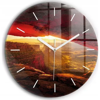 Hodiny Moderní skleněné foto hodiny na zeď Grand Canyon Arizona kulatý průměr 30 cm