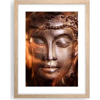 Obraz Obraz plakát v rámu světlý dub do obýváku 30x40 Buddha foto plakáty na zeď