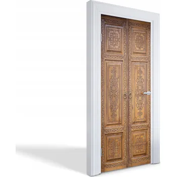 Fototapeta Dekorativní samolepka na dveře, skříň, nábytek - Vyřezávané dřevěné dveře 85x205 cm
