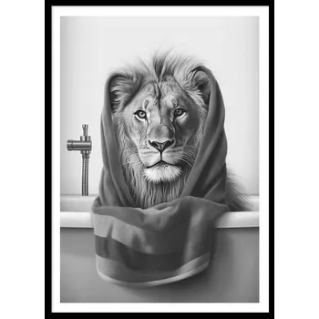 Obraz OBRAZ PLAKÁT V RÁMU do Koupelny WC Toalety vtipný LEV vana P2516_53x73