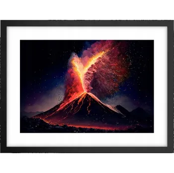 Obraz Obraz plakát v černém rámu do obýváku 40x30 sopka foto plakáty na zeď
