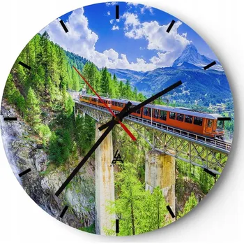 Hodiny Nástěnné hodiny do kuchyně 30x30 Vlak Skleněné hodiny do obýváku Loft Tiché