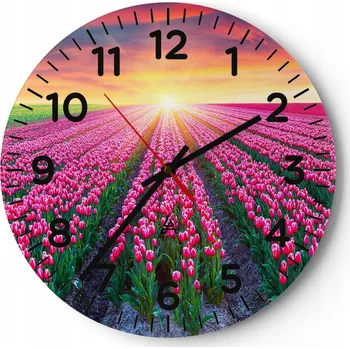 Hodiny Nástěnné hodiny do obýváku 40x40 Květiny Kulatý Skleněné hodiny Loft Tiché