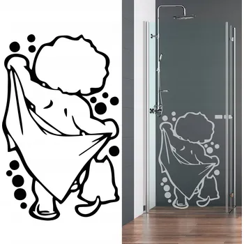 Samolepící dekorace Samolepka na stěnu / OKNO - KOUPAJÍCÍ SE CHLAPEC S BUBLINKAMI 45x72 cm