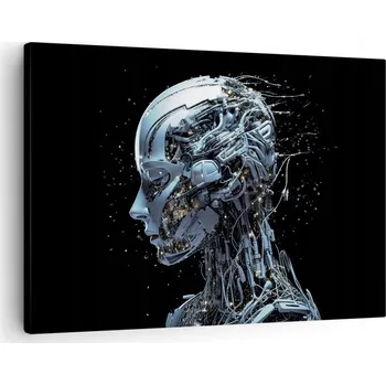 Obraz Obraz na plátně do obýváku ložnice 70x50 AI robot foto obrazy na zeď