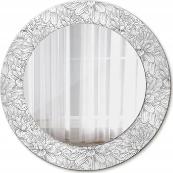 Zrcadlo Závěsné Zrcadlo se skleněným rámem, motiv lotosové květy, 50 cm