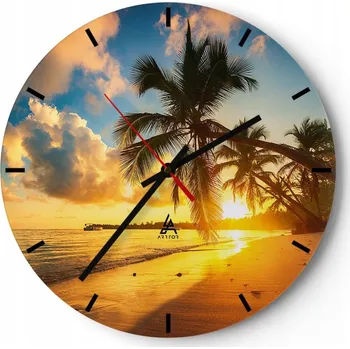 Hodiny Velké nástěnné hodiny 40x40 Krajina Skleněné hodiny Kulatý Tiché