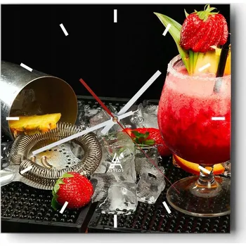 Hodiny Velké nástěnné hodiny 40x40 Nápoj Skleněné hodiny Čtvercové Tiché