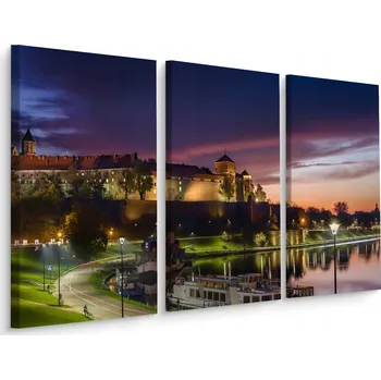 Obraz Obraz 3dílný POHLED Nocí Krakov Řeka 3D 60x40