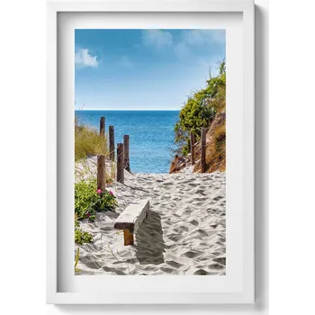 Obraz Nástěnný obraz v rámu s grafikou Písečná cesta na pláž a moře 40x60 cm