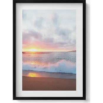Obraz Dekorace obraz s grafikou v krásném rámu Moře pláž a západ slunce 50x70 cm