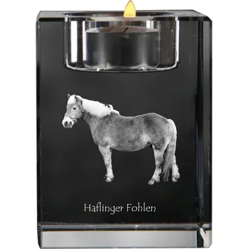 Svícen Haflinger Fohlen - svícen s motivem kočky, křišťálový podstavec na čajovou svíčku