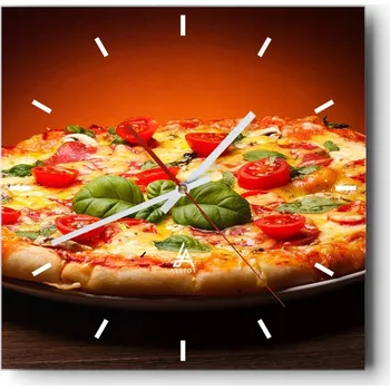 Hodiny Nástěnné hodiny do kuchyně 30x30 Gastronomie Stylové hodiny na skle Loft Tiché