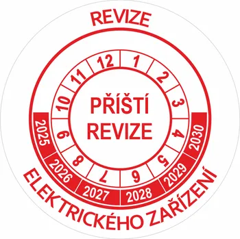 Speciální papír Příští revize elektrického zařízení 2025-2030 samolepící vinylová fólie 40 mm aršík 10 kusů