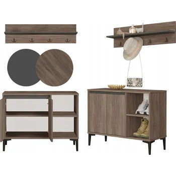 Botník Botník s věšákem ARISTO regál na obuv police věšák LOFT dub