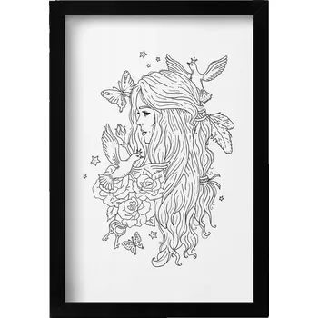 Obraz Dekorativní nástěnný obraz do pokoje Ilustrace line art dívky 20x30 cm