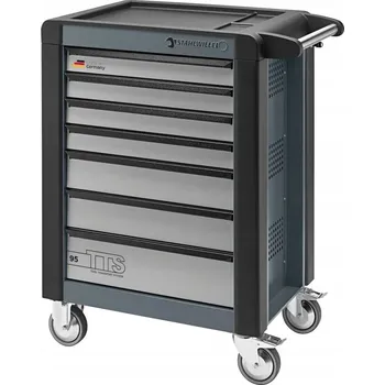 Dílenský vozík TTS, 7 zásuvek, antracitový s deskou