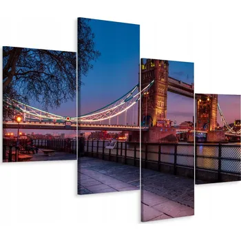Obraz Obraz Čtyřdílný LONDÝN Tower Bridge NOC 3D 80x50
