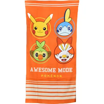 Plážová osuška bavlněná Pokémon oranžová 70x140 cm
