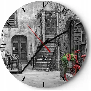 Hodiny Nástěnné hodiny do kuchyně 30x30 Toskánsko Skleněné hodiny do obýváku Loft Tiché