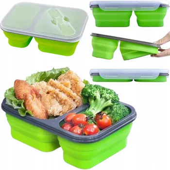 Dóza na potraviny Svačinový Box Silikonová skládací dóza na potraviny Velká 2v1 LUNCH BOX