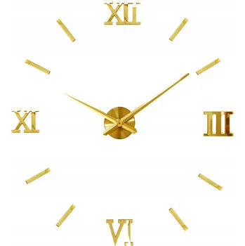 Hodiny 3D nástěnné hodiny ZLATÉ ZRCADLO nalepovací VELKÉ