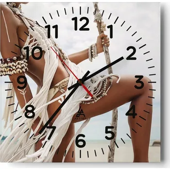 Hodiny Kuchyňské nástěnné hodiny 30x30 Žena Skleněné hodiny do obýváku Moderní Tiché