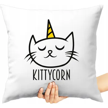Dekorativní polštářek POLŠTÁŘ S POTISKEM KITTYCORN KOČKA JEDNOROŽEC POTISK POLŠTÁŘEK DÁREK KOČKA