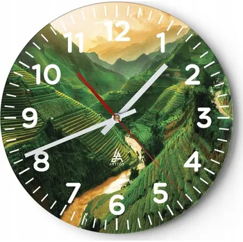 Hodiny Nástěnné hodiny do obýváku 40x40 Rýžová pole Skleněné hodiny Loft Tiché