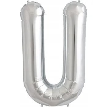 Balónek STŘÍBRNÝ BALÓNEK VE TVARU PÍSMENE 40CM STŘÍBRNÉ PÍSMENO U