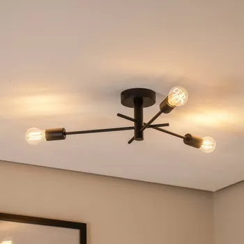 Argon Stropní světlo Garos, černé, ocel, tříramenné - Stříška - Ø 12 cm, výška 3 cm černý 3 x 15 W LED - Doprava zdarma