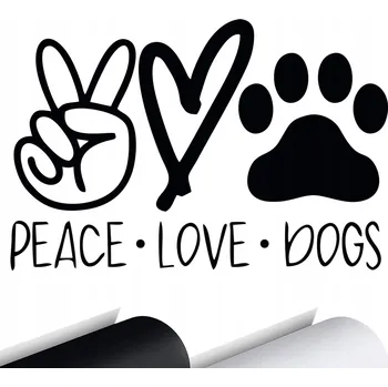Samolepicí dekorace na vozidlo SAMOLEPKA Grafika na auto okno PEACE LOVE DOGS Srdce Psí Tlapka 15x10