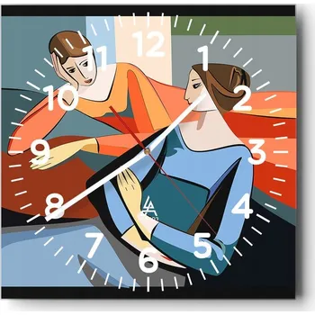 Hodiny Nástěnné hodiny do obýváku 40x40 Kubismus Tiché hodiny na skle Bez hlučný chod